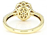 Pre-Owned White Diamond 10k Yellow Gold Halo Ring 0.50ctw