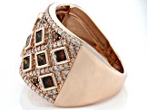 Pre-Owned Red And White Diamond 10k Rose Gold Wide Band Ring 1.50ctw