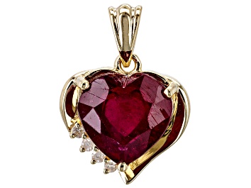 Picture of Pre-Owned Mahaleo(R) Ruby with White Diamond 10k Yellow Gold Pendant 4.23ctw