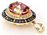 Pre-Owned Multi Color Northern Lights Quartz with White Zircon & Champagne Diamond 10k Yellow Gold P