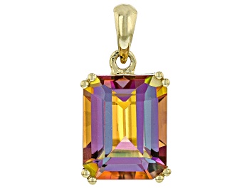 Picture of Pre-Owned Multi Color Northern Lights Quartz 10k Yellow Gold Pendant 2.51ct