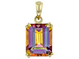 Pre-Owned Multi Color Northern Lights Quartz 10k Yellow Gold Pendant 2.51ct