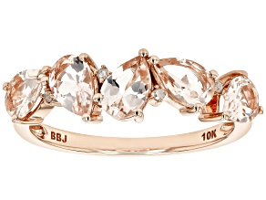 Pre-Owned Morganite With White Diamond 10k Rose Gold Ring 1.38ctw