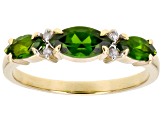 Pre-Owned Chrome Diopside With White Diamonds 10k Yellow Gold Ring 1.01ctw