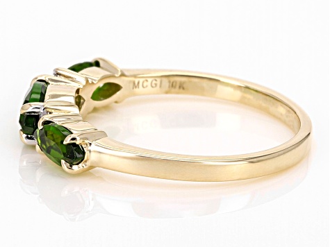 Pre-Owned Chrome Diopside With White Diamonds 10k Yellow Gold Ring 1.01ctw