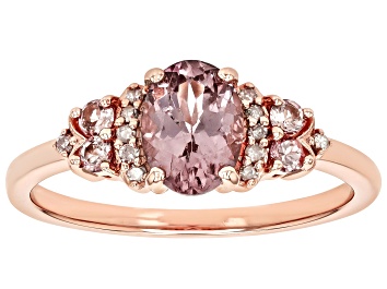 Picture of Pre-Owned Color Shift Garnet With White Diamond 10K Rose Gold Ring 1.11ctw
