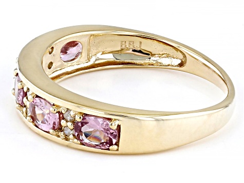 Pre-Owned Pink Spinel With White Diamond 10k Yellow Gold Ring 0.83ctw