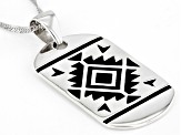Pre-Owned Rhodium Over Silver Oxidized Dog Tag Pendant With 24" Chain