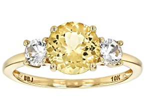 Pre-Owned Yellow Beryl With White Zircon 10k Yellow Gold Ring 2.68ctw