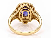 Pre-Owned Blue Tanzanite With White Diamond 18k Yellow Gold Ring 2.85ctw
