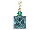 Pre-Owned Blue Lab Created Alexandrite with Lab Created Emerald 10k Yellow Gold Pendant 2.68ctw