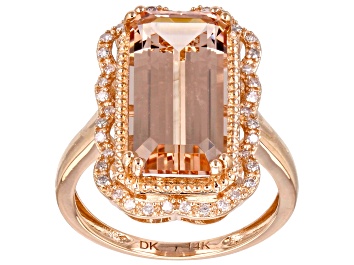 Picture of Pre-Owned Peach Morganite And White Diamond 14k Rose Gold Ring 4.83ctw