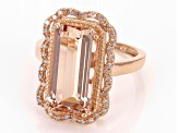 Pre-Owned Peach Morganite And White Diamond 14k Rose Gold Ring 4.83ctw