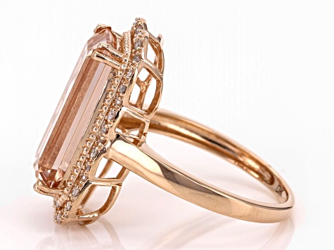 Pre-Owned Peach Morganite And White Diamond 14k Rose Gold Ring 4.83ctw