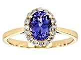Pre-Owned Blue Tanzanite With White Diamond 10k Yellow Gold Ring 1.23ctw