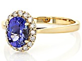 Pre-Owned Blue Tanzanite With White Diamond 10k Yellow Gold Ring 1.23ctw
