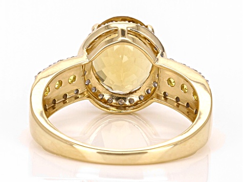 Pre-Owned Yellow Beryl With Yellow Sapphire and White Diamond 14k Yellow Gold Ring 2.31ctw