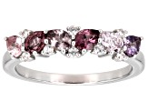 Pre-Owned Multicolor Spinel With White Zircon Rhodium Over Sterling Silver Ring