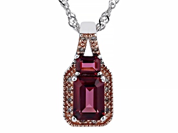 Picture of Pre-Owned Raspberry Rhodolite Rhodium Over Silver Pendant With Chain 1.39ctw