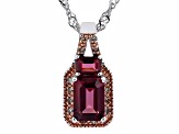 Pre-Owned Raspberry Rhodolite Rhodium Over Silver Pendant With Chain 1.39ctw
