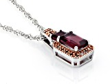Pre-Owned Raspberry Rhodolite Rhodium Over Silver Pendant With Chain 1.39ctw