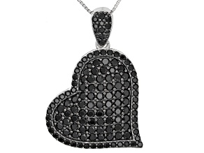 Pre-Owned Black Spinel Rhodium Over Sterling Silver Pendant with Chain 3.74ctw