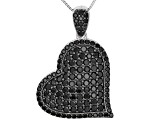Pre-Owned Black Spinel Rhodium Over Sterling Silver Pendant with Chain 3.74ctw