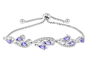 Pre-Owned Blue Tanzanite Rhodium Over Sterling Silver Bolo Bracelet 1.80ctw