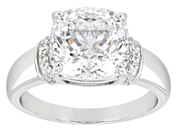 Picture of Pre-Owned White Cubic Zirconia Rhodium Over Sterling Silver 100 Facet Cut Ring  4.75ctw