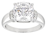 Pre-Owned White Cubic Zirconia Rhodium Over Sterling Silver 100 Facet Cut Ring  4.75ctw