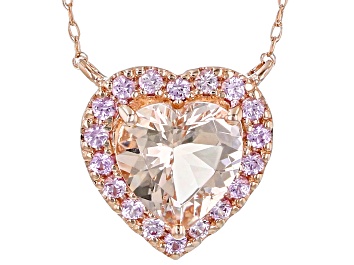 Picture of Pre-Owned Peach Cor-de-Rosa Morganite 14k Rose Gold Heart Necklace 1.60ctw