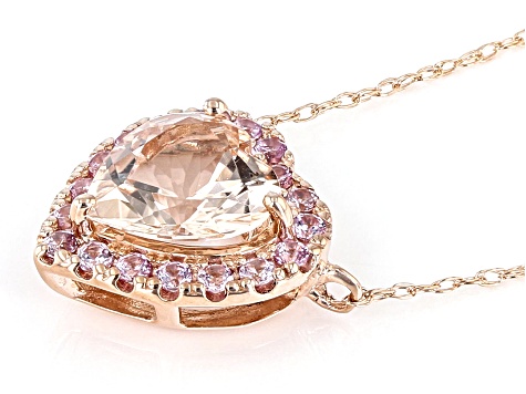 Pre-Owned Peach Cor-de-Rosa Morganite 14k Rose Gold Heart Necklace 1.60ctw