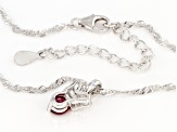 Pre-Owned Red Mahaleo® Ruby Rhodium Over Sterling Silver Childrens Pendant with Chain .63ct