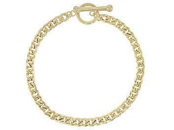 Picture of Pre-Owned 18k Yellow Gold Over Sterling Silver 4.5mm Curb Link Toggle Bracelet