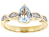 Pre-Owned Blue Aquamarine 18k Yellow Gold Over Sterling Silver Ring 0.81ctw