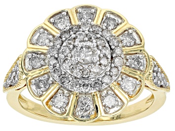 Picture of Pre-Owned Diamond 10k Yellow Gold Cluster Ring 1.00ctw