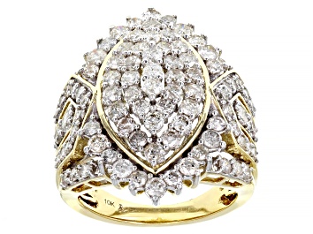 Picture of Pre-Owned White Diamond 10k Yellow Gold Cluster Ring 3.00ctw