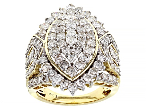 Pre-Owned White Diamond 10k Yellow Gold Cluster Ring 3.00ctw