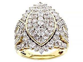 Pre-Owned White Diamond 10k Yellow Gold Cluster Ring 3.00ctw