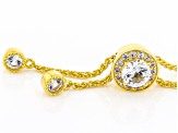 Pre-Owned White Lab Created Sapphire 18k Yellow Gold Over Sterling Silver Bolo Necklace 1.04ctw
