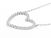 Pre-Owned White Cubic Zirconia Rhodium Over Sterling Silver Heart Necklace 0.72ctw