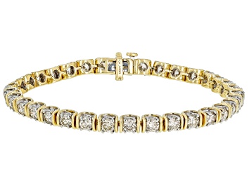 Picture of Pre-Owned White Diamond 10k Yellow Gold Tennis Bracelet 6.00ctw