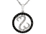 Pre-Owned Black Spinel And White Zircon Rhodium Over Sterling Silver Pendant 1.00ctw