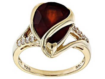 Picture of Pre-Owned Red Hessonite 18K Yellow Gold Over Sterling Silver Ring 4.64ctw