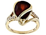 Pre-Owned Red Hessonite 18K Yellow Gold Over Sterling Silver Ring 4.64ctw