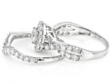 Pre-Owned White Diamond 14k White Gold Halo Ring With Matching Band 2.00ctw