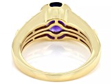 Pre-Owned Purple Amethyst with White Zircon 18k Yellow Gold Over Sterling Silver Men's Ring 2.18ctw