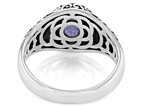 Pre-Owned Blue Tanzanite Sterling Silver Men's Ring