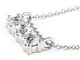Pre-Owned 1.08ctw Blue Aquamarine Rhodium Over Sterling Silver 3-Stone Necklace