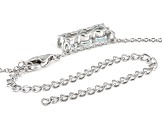 Pre-Owned 1.08ctw Blue Aquamarine Rhodium Over Sterling Silver 3-Stone Necklace